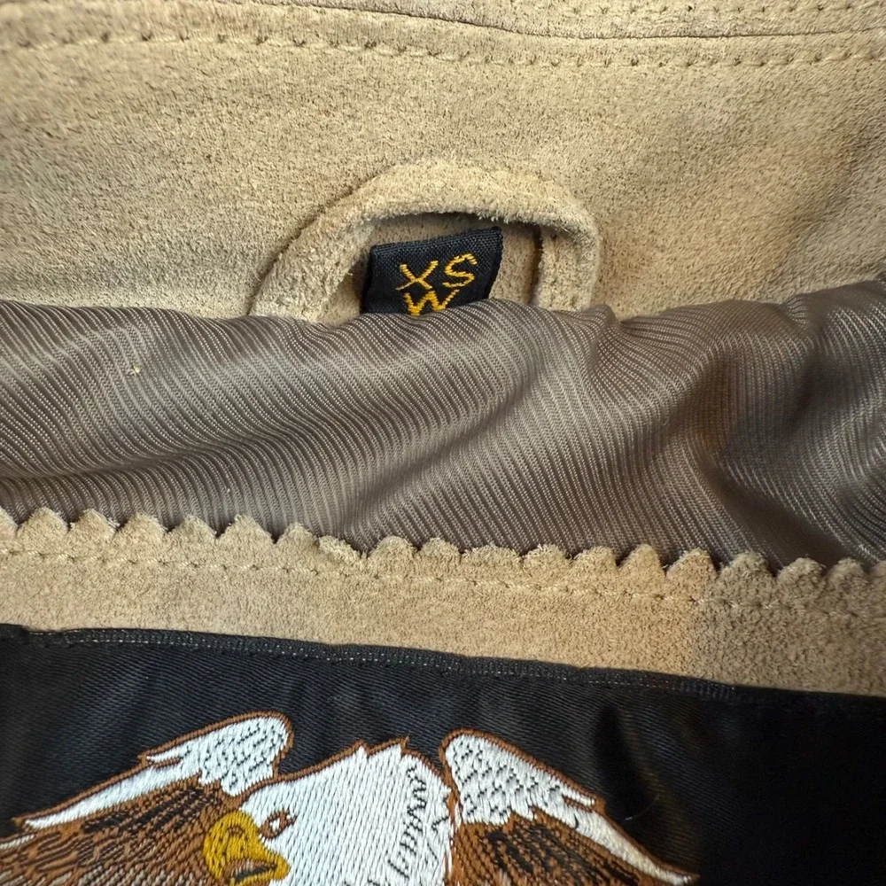 Harley Davidson Suede Leather Jacket Women's XS Embellished Motorcycle Biker Tan - Picture 5 of 10